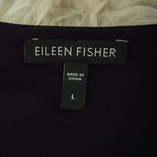 Top tejido seda sistema manga 3/4 cuello redondo azul marino talla L Eileen Fisher - Imagen 3 de 6
