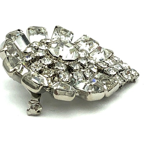 Clear Rhinestone Brooch Vintage - Picture 11 of 12