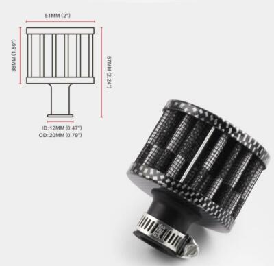 New Small mushroom head 12mm  Secondary air intake Automotive Air filter GW
