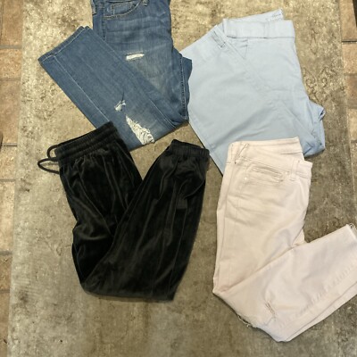 Lot Of 4 Pair Women s Jeans And Velour Joggers AviA ANA GLORIA VANDERBUILT 6/8