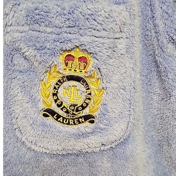 Lauren Ralph Lauren Bata de Felpa Acogedora Spa Baño Dormir Ropa de Salón Azul Cresta Logo XL Foto 3 de 4