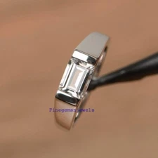 Natural White topaz 6 X8 MM Gemstone with 925 Sterling silver  Ring For Men's #8