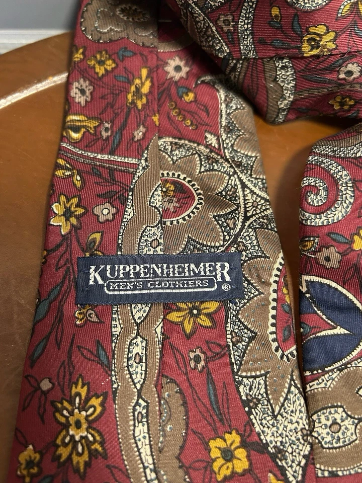 Corbata Kuppeheimer Hombre Multicolor 100% Seda Importada Floral Paisley EE. UU. Foto 3 de 4