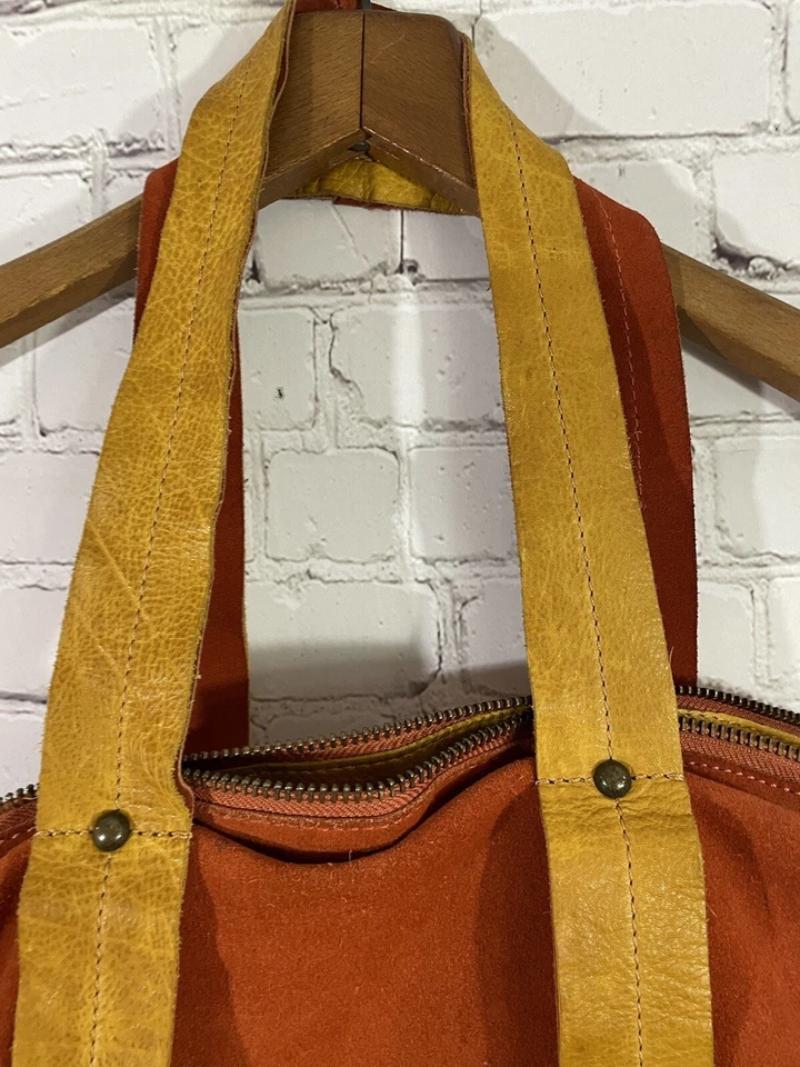 HOLDING HORSES ANTHROPOLOGIE bolsa de ombro hobo couro laranja bronzeado bolsa de mão - Imagem 4 de 4