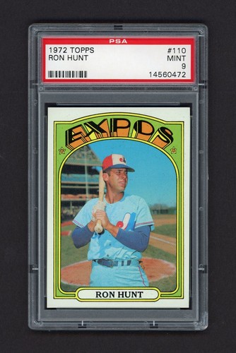 1972 TOPPS BASEBALL # 110 RON HUNT PSA 9 - Foto 1 di 2