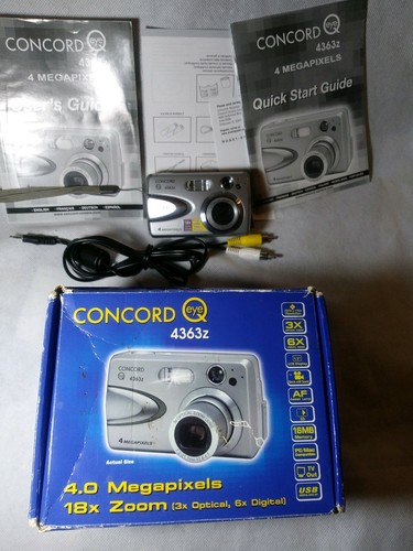 Appareil photo numérique vintage Concord 4 mégapixels 4363z année 2004 problème d'objectif optique