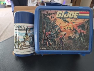 Vintage 1986 Aladdin G.I. Joe Blue Lunch Box With Matching Thermos