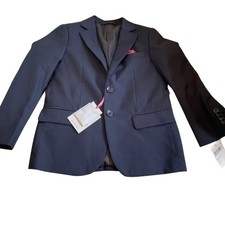 Isaac Mizrahi Boy s Blazer Jacket Color Navy Blue Red Pocket Square NEW Size 4