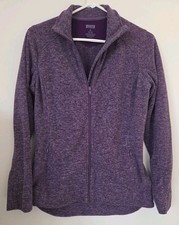 DULUTH TRADING Full Zip Up Heathered Purple Fleece Jacket Women's XS