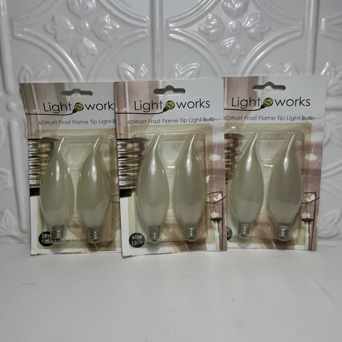 6 New 60 Watt Frost Flame Tip Light Bulb Candelabra Chandelier Bulbs 120V - 第 1/4 張圖片