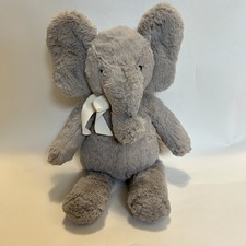 2014 PBK POTTERY BARN KIDS 16" Plush ELEPHANT Gray White Ribbon Bow Stuffed Toy