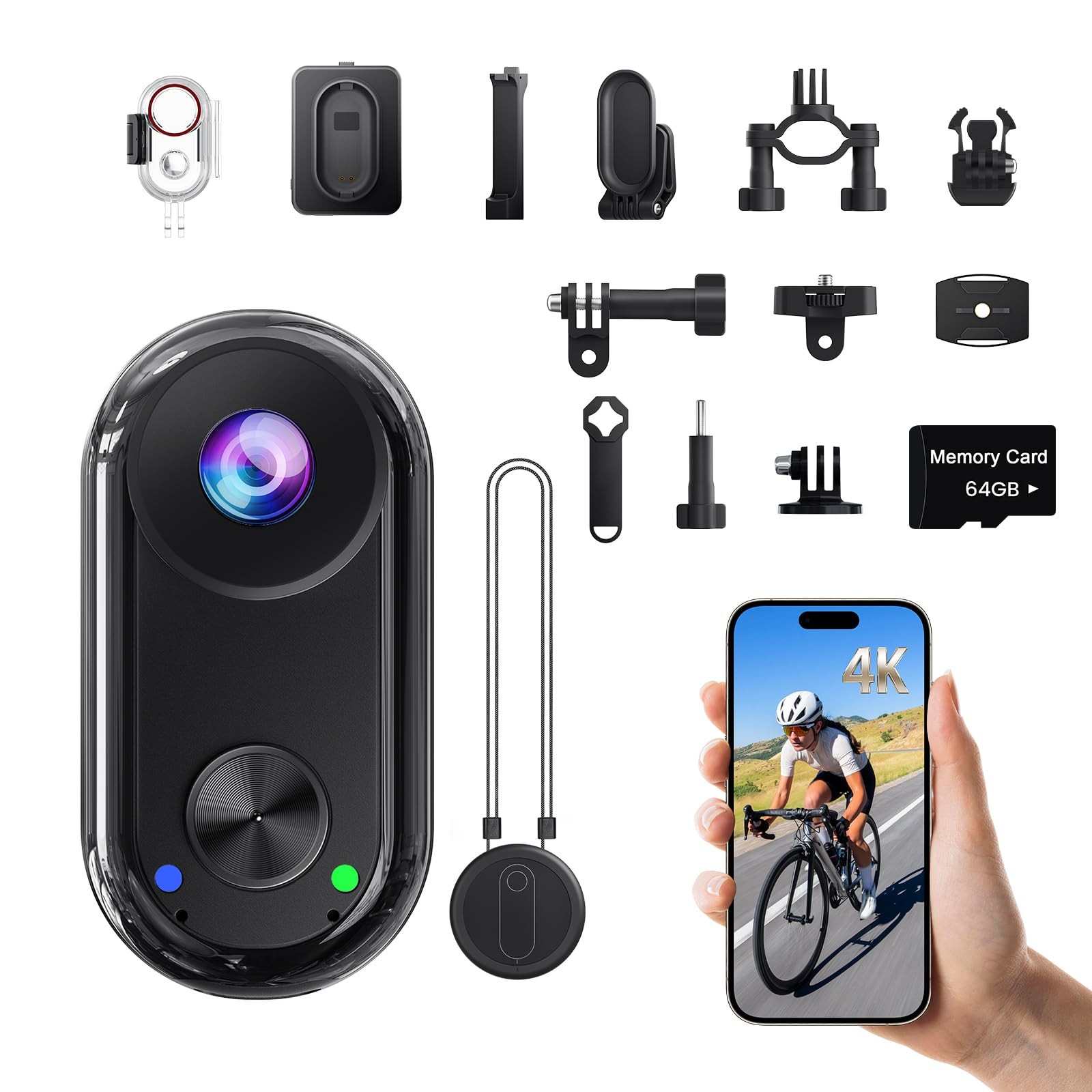 Caméra de sport 4K portable anti-secousse pour enregistrement mains libres