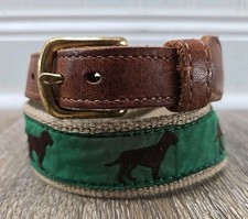 J. Bailey Buddy Belt Brown Lab Leather Canvas Ribbon Belt - 20 Inches