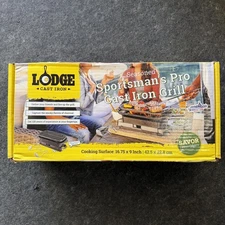 Lodge LSPROG Seasoned Sportsman's Pro Portable Cast Iron Charcoal Grill, Black