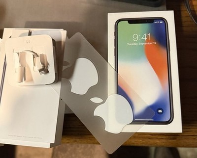 Apple iPhone X Empty Box -Space Grey 64GB  w/Manual, Stickers Earbuds