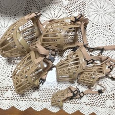 Set of 7 Plastic Basket Dog Muzzles with Adjustable Nylon Straps for xs-L
