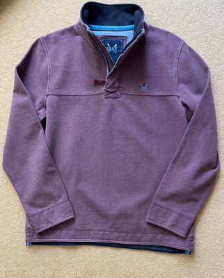 CREW CLOTHING LILA PLUMB SEA BAUMWOLLE 1/4-REISSVERSCHLUSS SWEATSHIRT PULLOVER M MEDIUM