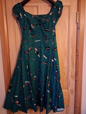 Collectif Dolores Swing Dress Tiki Bar Vamp Pin-Up UK 12 Excellent