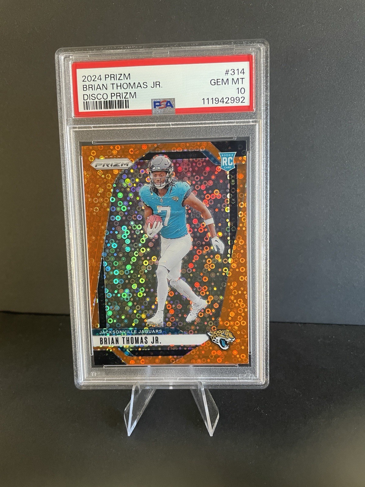 Brian Thomas Jr. 2024 Panini Prizm #314 Orange Disco RC PSA 10