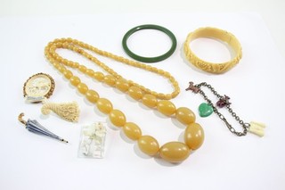 Early Plastic Jewellery Ivorine Celluloid Reverse Carved Cornucopia x 8