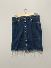 Gap Classic Casual Button-Front Dark Blue Denim Raw Hem Skirt