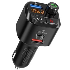 Nulaxy Bluetooth 5.0 FM Transmitter for Car, QC3.0 USB-C PD 18W Wireless