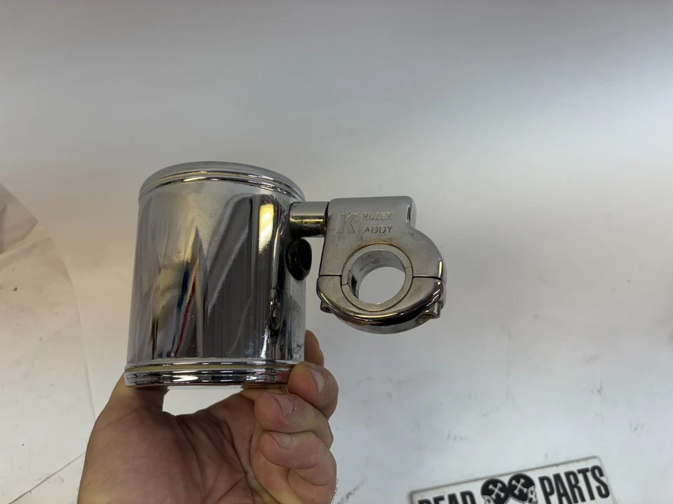 Braçadeira de guidão cromada Harley Kruzer Kaddy porta-garrafa copo bebida suporte - Imagem 3 de 4
