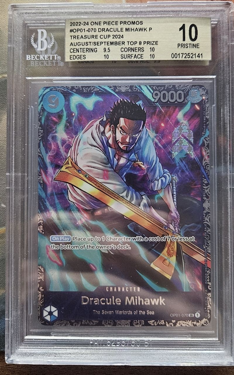One Piece CCG Dracule Mihawk Treasure Cup Top 8 Prize Promo OP01-070 BGS 10