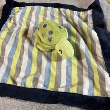 Carters Turtle Stripes Green Blue White Gray Plush Security Blanket Lovey