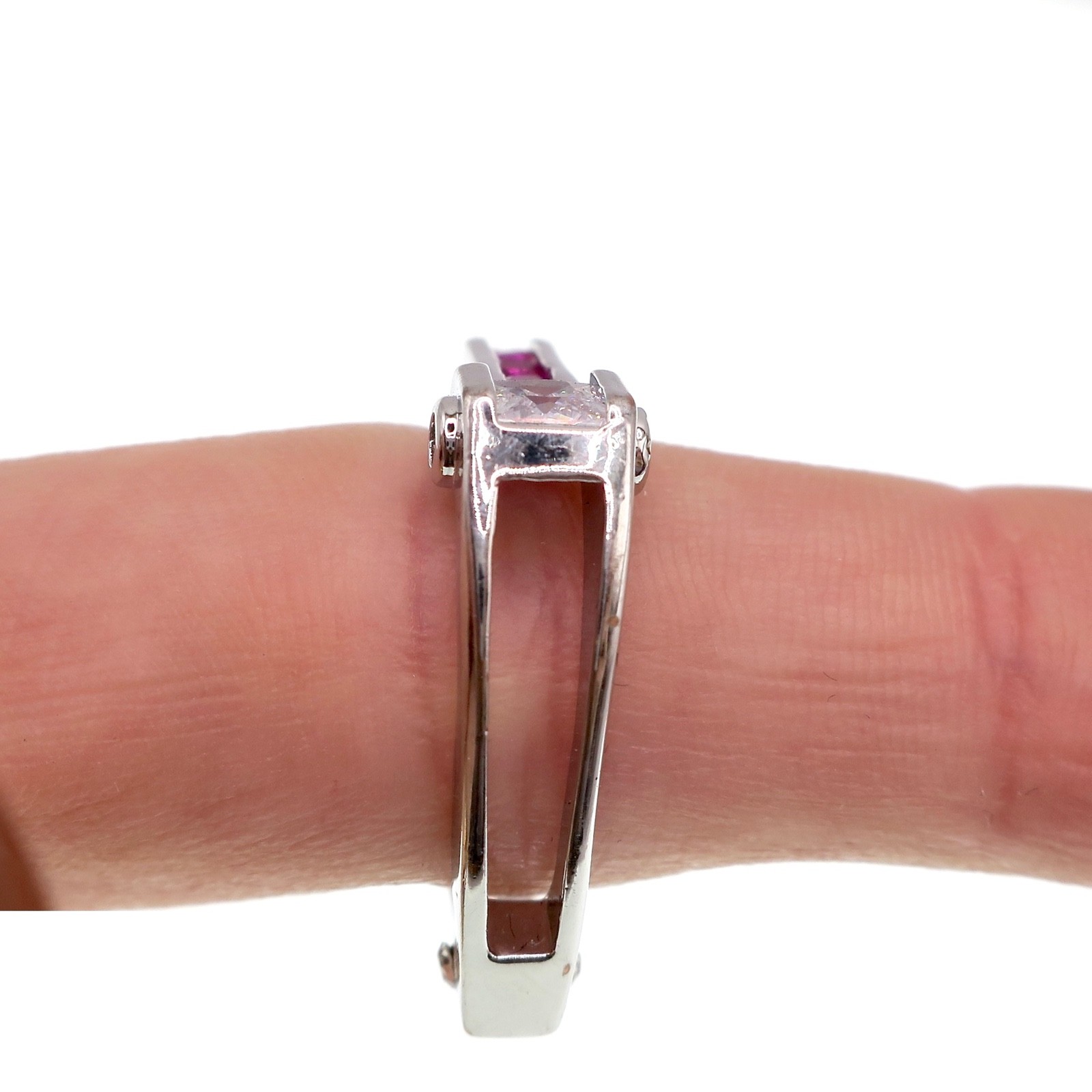 Sterling Silver Created Ruby with Cubic Zirconia … - image 2