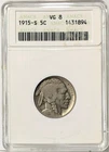 1915-S 5c Buffalo Nickel Anacs VG8 - A244