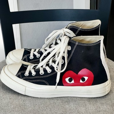 Converse Play Comme Des Garcons Chuck Taylor High Black Red US M7 W9 NO BOX! EUC