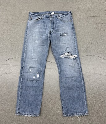 Vintage Levi s 501 2000 s Patchwork Denim Button Fly Jeans Straight 36x30 Blue