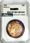 1921 Gem BU ++ Rainbow Album Toned PQ ++ Morgan Dollar  Eye Appeal
