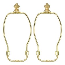 2 Set 6 Inch Lamp Harp Kit with 1 Inch Height Solid Brass Finial Gold