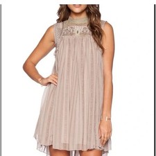 Free People Penny Georgette Babylon Sleeveless Dress Embroidered Beaded, Size XS