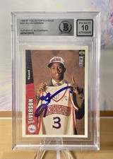 Signed Allen Iverson 1996–97 Collector’s Choice #301 Rookie Card – BGS Auto 10. rookie card picture