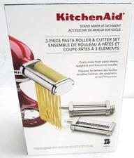 KitchenAid Stand Mixer Attachment Pasta Roller AND Cutter Set 3PC KSMPRA NEW