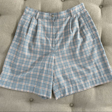 Vintage 80s Liz Claiborne Plaid High Rise Front Pleat Shorts 12 14