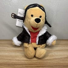 Disney Pilot With Goggles Pooh 8" Mini Bean Bag Plush 1999  New  Tagged