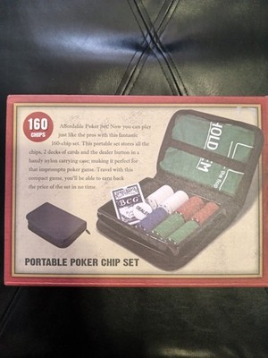 Portable 2 Deck 160 Chip Poker Set Nylon With Carrying Case (Box Damaged)