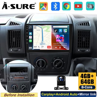 4+64G Android 14 Autoradio DSP Bluetooth Navi Kam Für Fiat Ducato 2007-2023 1DIN