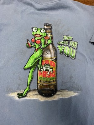 Vintage Bad Frog Beer Blue T Shirt He Just Don't Care This One Is For You SZ L