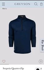 Greyson Sequoia 1/4 Zip Maltese Blue Size LARGE $198 Retail 