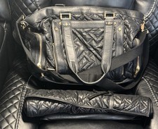 Tory Burch Diaper Bag With Changing Mat Rare Backpack Nylon Gold Slouch Black
