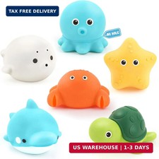 Bath Toys 6 PCS No Hole Baby Bathtub Toys Toddler Bath Toy for Kids 1-3