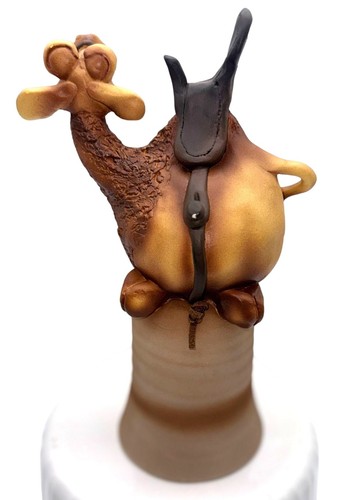 Todd J Warner Ceramic Sculpture Camel Bell Quirky Goofy Signed from 1997 9"Hx3"W - Picture 5 of 8