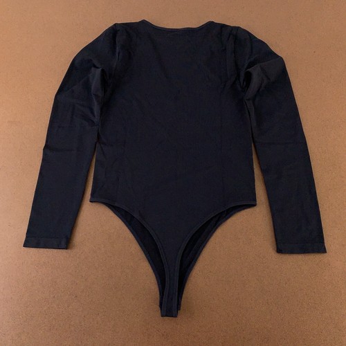 ASOS Design Women's SIze Large Black Long Sleeve Plunge V Neck Bodysuit New - Picture 4 of 9
