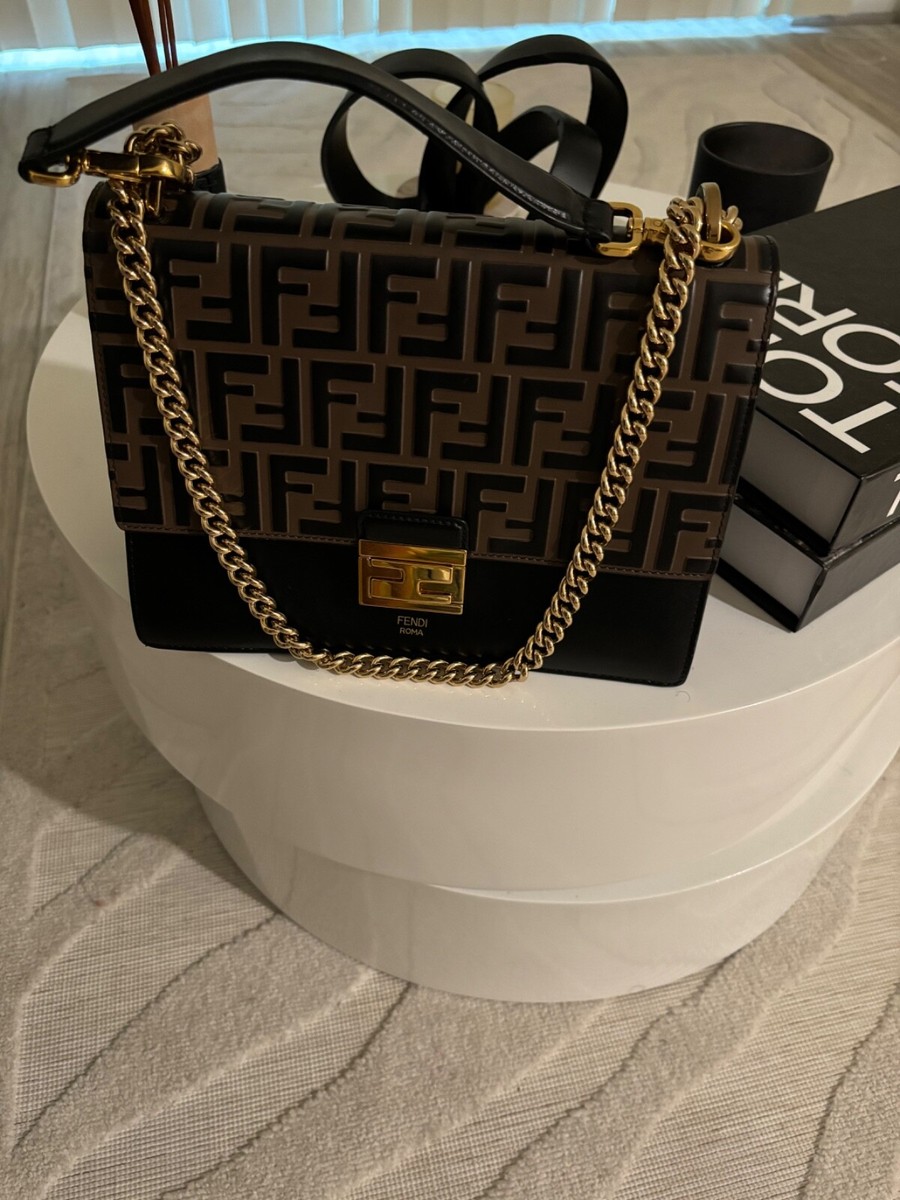 Fendi Kan I Bag Zucca Embossed Leather Medium | eBay