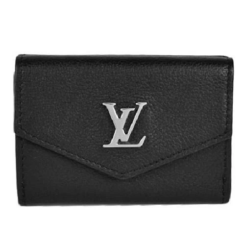 Louis Vuitton Tri-fold wallet Portefeuille lock mini calf leather Noir M63921